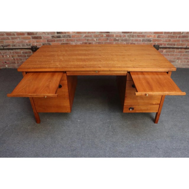 Wood Mid-Century Walnut and Rosewood Executive Desk by Edward Wormley for Dunbar For Sale - Image 7 of 18