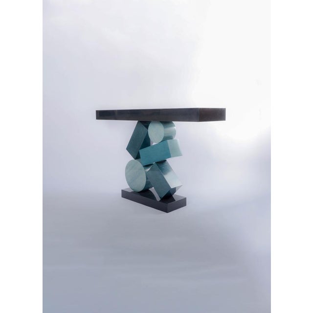 Not Yet Made - Made To Order Equilibre Console in Blue and Black Tinded Marquetry by Aymeric Lefort For Sale - Image 5 of 18