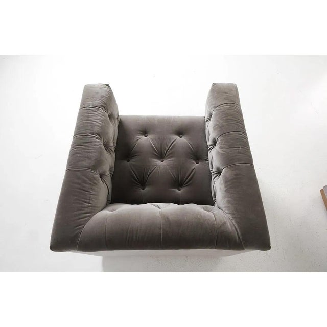 Oyster Gray Pair Four Hands Tufted Velvet Maxx Lounge Chairs For Sale - Image 8 of 18