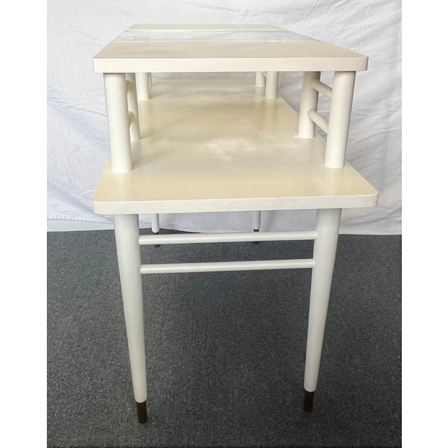 Mid-Century Modern Raised Shelf Vanity/ Desk With Brass Feet For Sale - Image 4 of 12