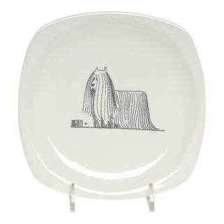 Vintage Porcelain Square "Lhasa Apso" Plate by Al Hirschfeld for Paden City Pottery For Sale