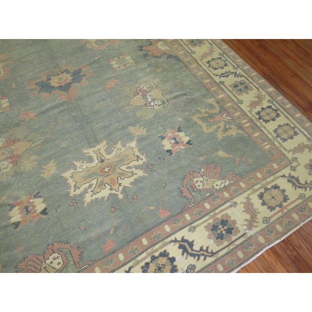 Vintage Feminine Worn Oushak Rug - 9' x 13'6" For Sale - Image 9 of 12