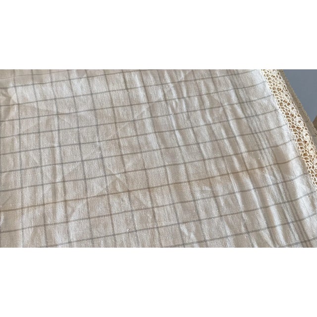 Vintage Linen Checkered Tablecloth With Crochet Details For Sale - Image 4 of 5