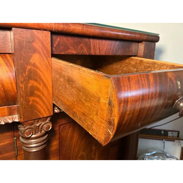 Antique American Empire Carved Flame Mahogany Sideboard With Lion Paw Feet For Sale - Image 17 of 18