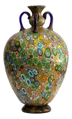 Blown Glass Murrine Vase from Vivarini Murano Production, 1970s