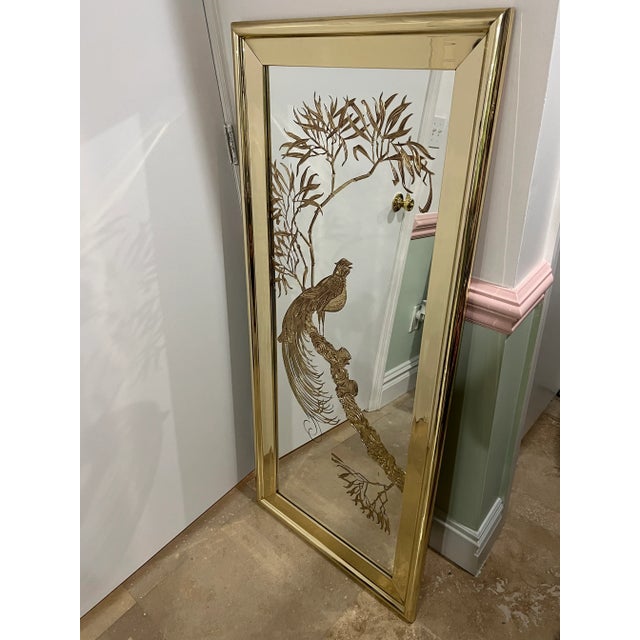 1970 Phoenix Bird Etched Mirror For Sale - Image 4 of 8