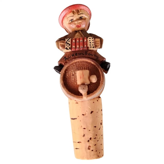 1950s Anri Hand Carved Wine Bottle Cork Stopper Italy For Sale - Image 9 of 9