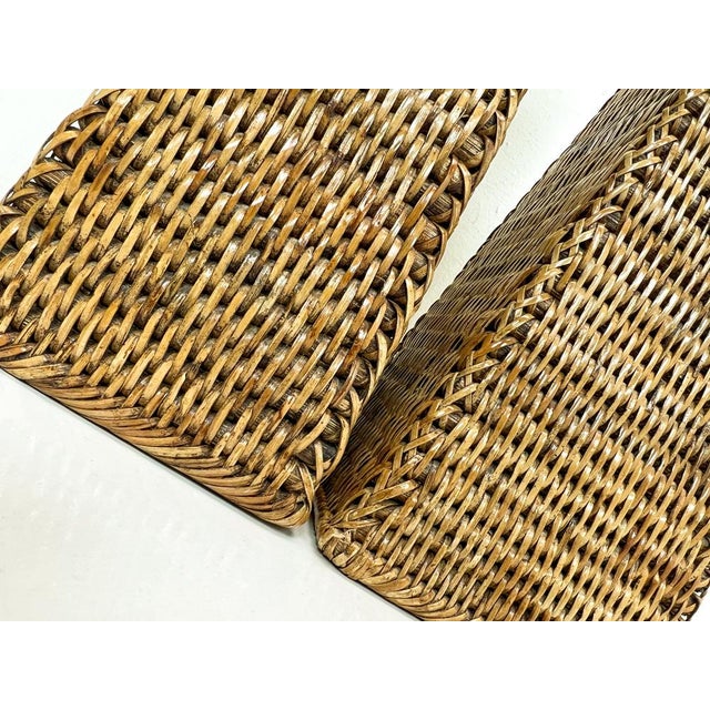 Wood Vintage Woven Rattan Table Lamps, 1970s, Set of 2 For Sale - Image 7 of 16
