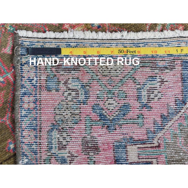 Textile 1960s Apricot Color, Vintage Persian Hamadan With Repetitive Pattern, Distressed Wool Hand Knotted, Runner Rug For Sale - Image 7 of 8