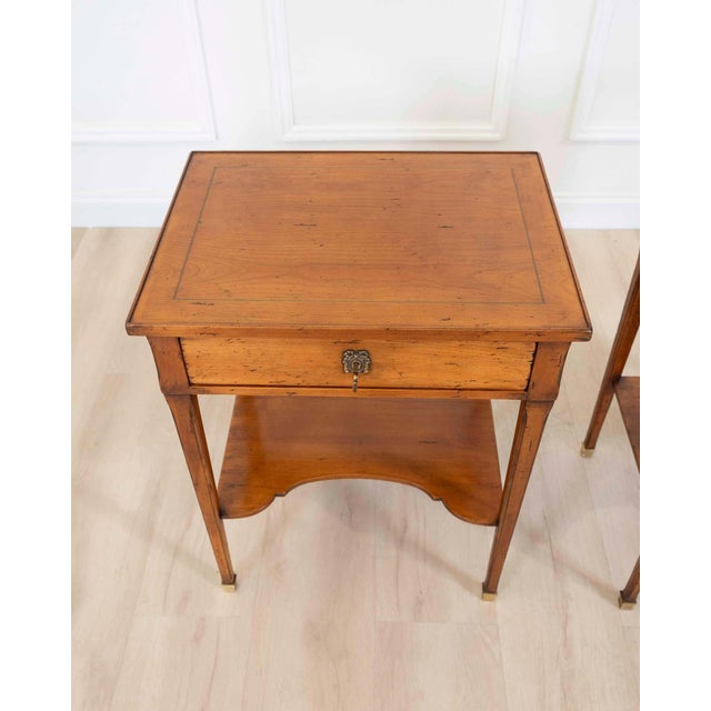 Brown Pair of French 20th Century Louis XVI Style Cherrywood Tables For Sale - Image 8 of 10