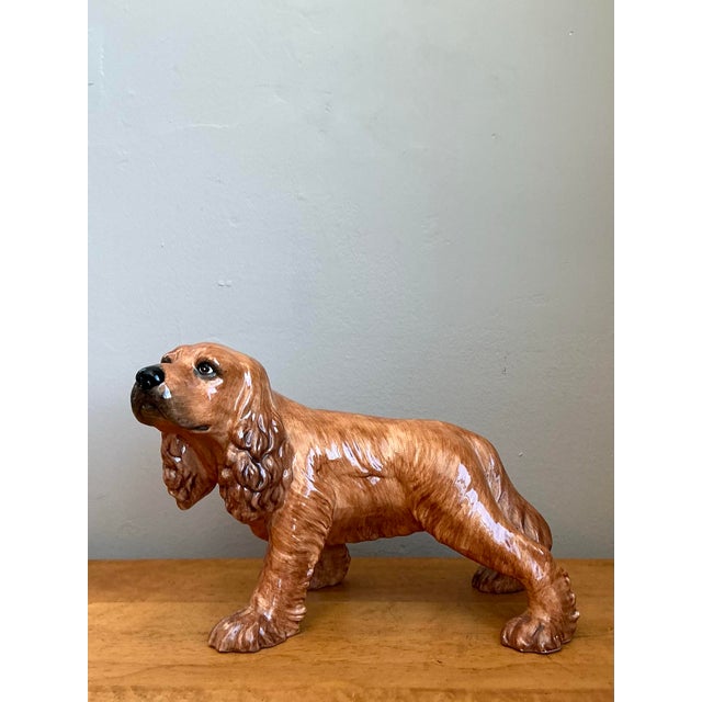 Vintage Italian Glazed Ceramic Spaniel For Sale - Image 9 of 12