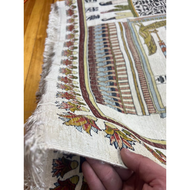 1990s Handmade Silk Egyption Tapestry Area Rug High Quality For Sale - Image 5 of 12