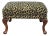 Vintage Curved Wood Leg Upholstered Leopard Print Ottoman For Sale
