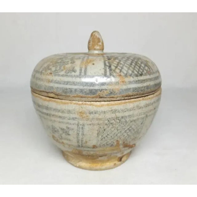 Traditional 15th Century Thai Sawankhalok and Kalong Ceramic Covered Boxes- A Pair For Sale - Image 3 of 10