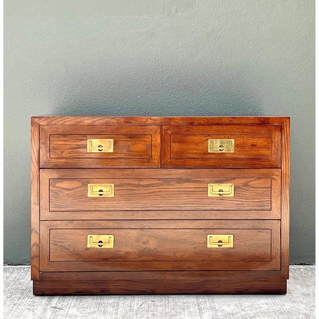 Late 20th Century Henredon Four-Drawer Campaign Chest of Drawers For Sale - Image 5 of 12