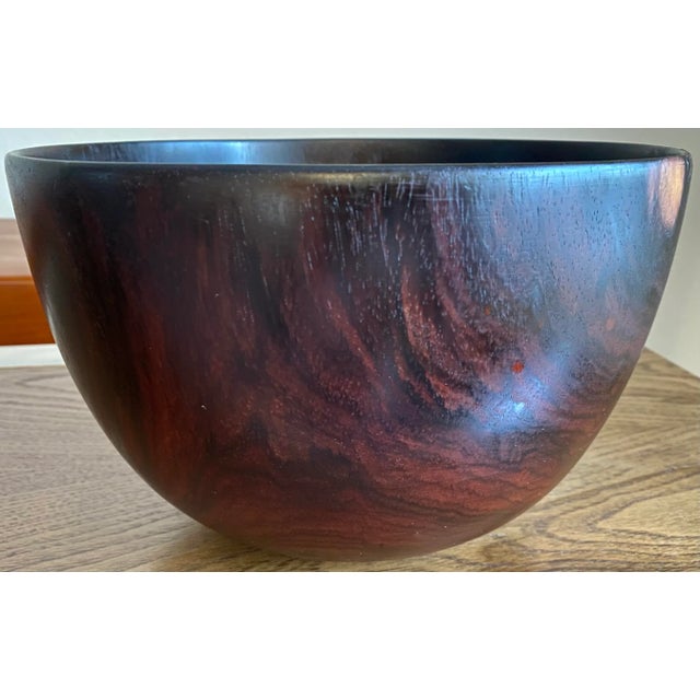 Large Hand-Carved Minimalist Midcentury Modern Rosewood Bowl For Sale - Image 10 of 10