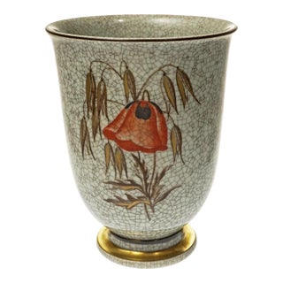 1960's Royal Copenhagen Grey Crackle Vase by Thorkild Olsen For Sale