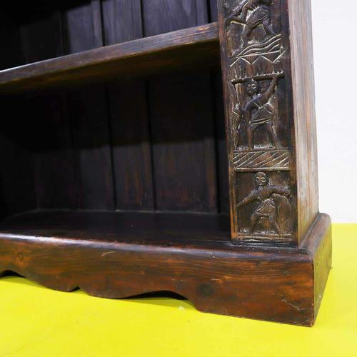 2000 - 2009 Carved Wooden Bookcase with Floral Motifs and Stylized Figures For Sale - Image 5 of 10