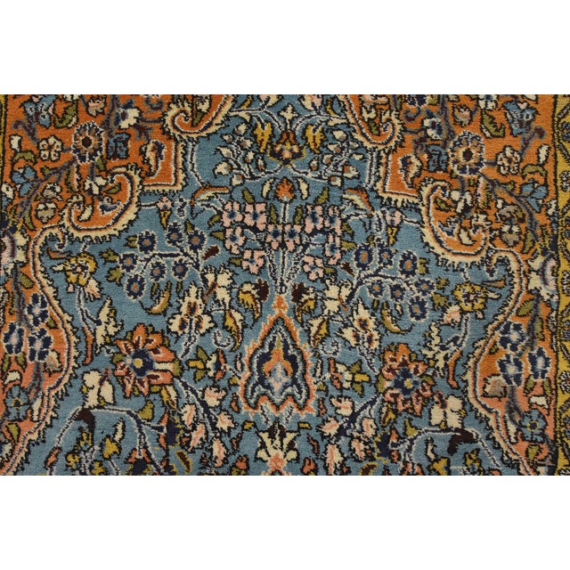 Blue Qom Rug 3’7” X 5’3” Blue Wool Vintage Traditional Hand-Knotted Carpet For Sale - Image 8 of 12