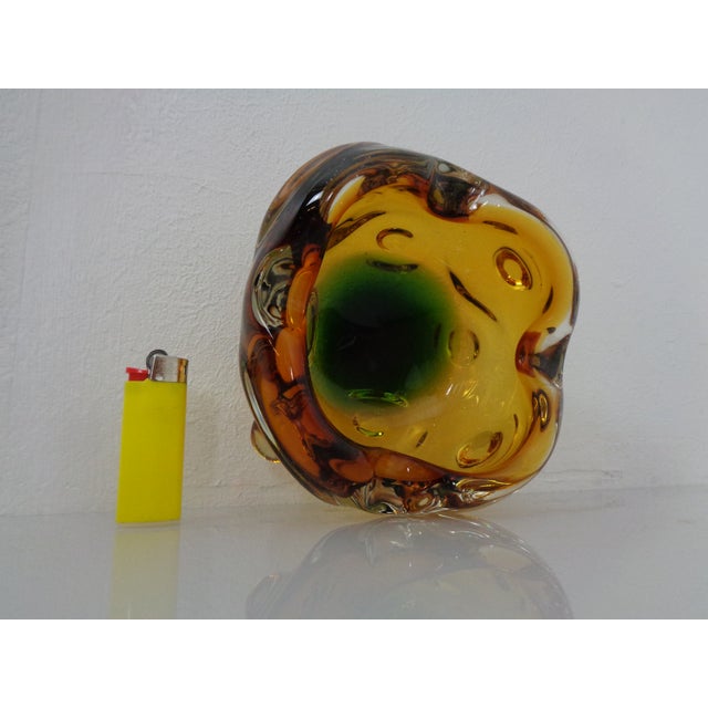 Amber and Green Murano Glass Ashtray, Italy, 1960s For Sale - Image 12 of 15