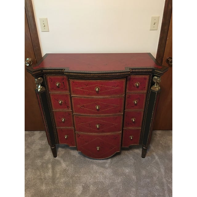 Theodore Alex Red Boulle Leather Chest Of Drawers Chairish
