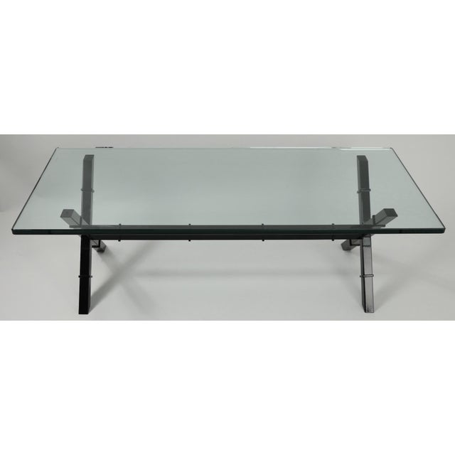 1970s 1970s Glass Top X Base Coffee Table For Sale - Image 5 of 12
