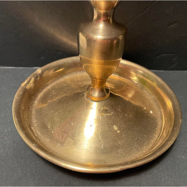 18th century rose brass candlestick, unmarked. Combined shipping available, please inquire.