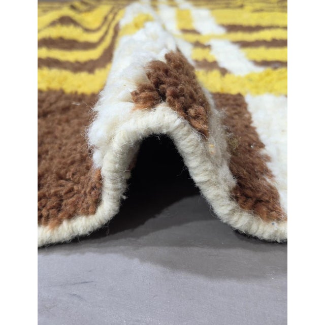 2020s Brown Mustard Handwoven Berber Wool Rug - 9.5 X 6.6 Ft For Sale - Image 5 of 6