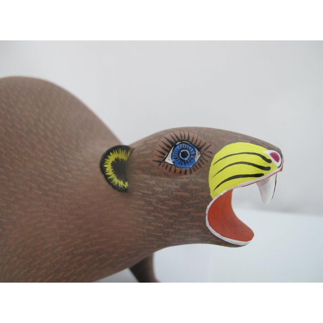 Late 20th Century Alebrije Carved Copal Wood Beaver Oaxaca Mexico Folk Art Animal Figurine For Sale - Image 5 of 13