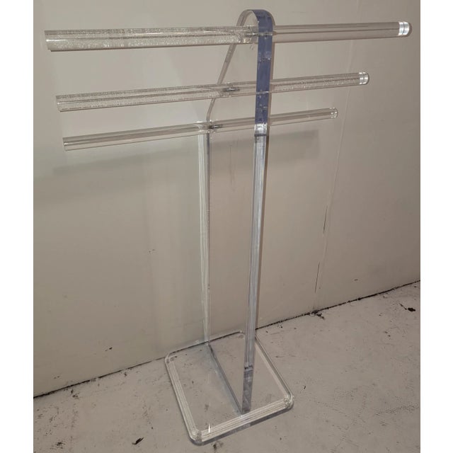 Modern Mid Century Lucite Valet Towel or Blanket Rack For Sale - Image 3 of 12
