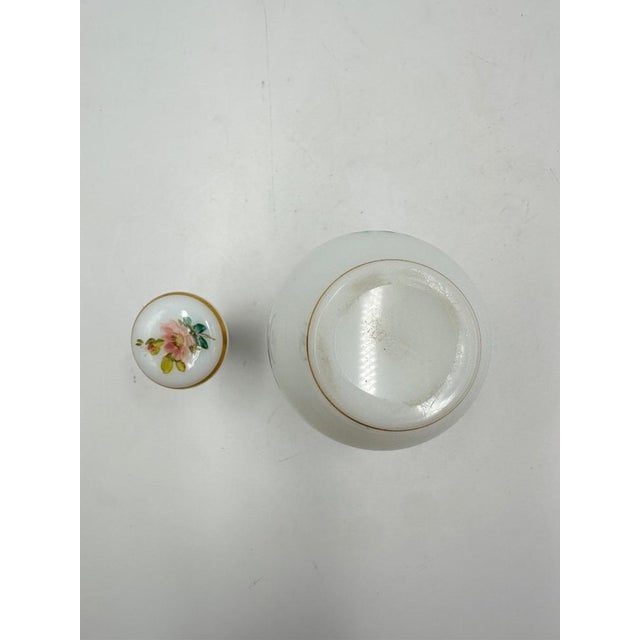 Antique Opaline Perfume Bottle Decorated with Painted Flowers, 1890s For Sale - Image 3 of 11