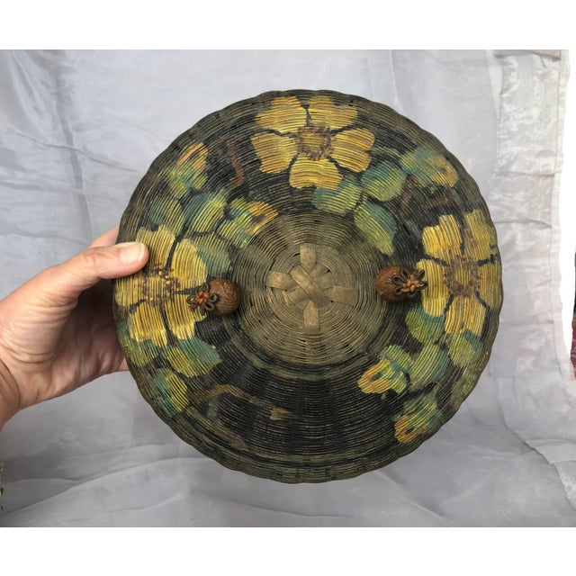 19th Century Hand Painted Chinese Basket With Lid For Sale - Image 9 of 13