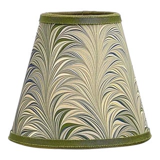 Olive Marbled Paper Chandelier Shade - 3”x5.5” x5” For Sale