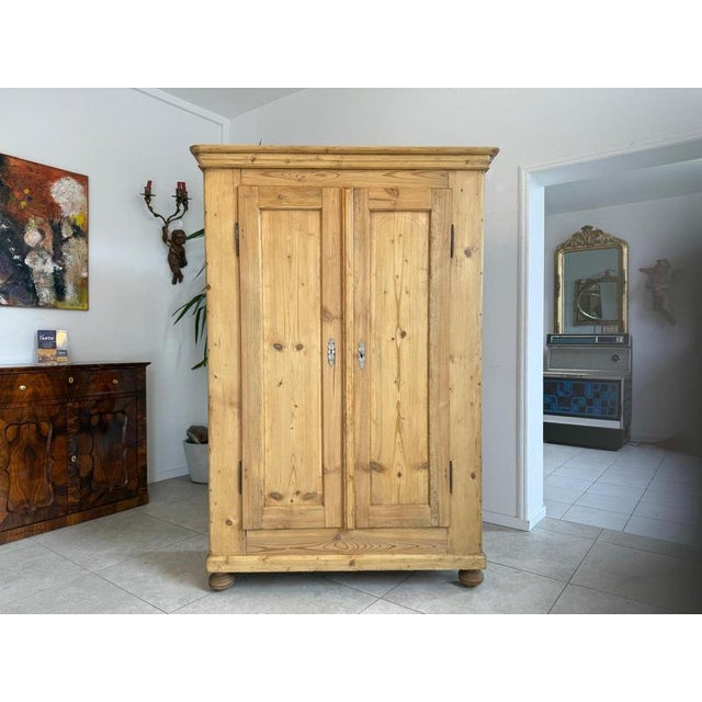 Biedermeier Farmhouse Natural Wood Cupboard in Softwood For Sale - Image 4 of 14