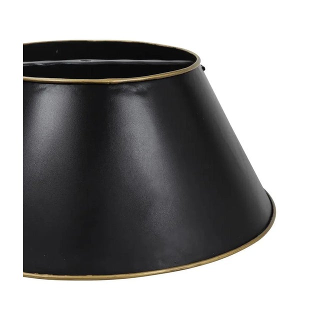 Art Deco Vintage Black Stroke Gold Edge Metal Shade For Sale - Image 3 of 7