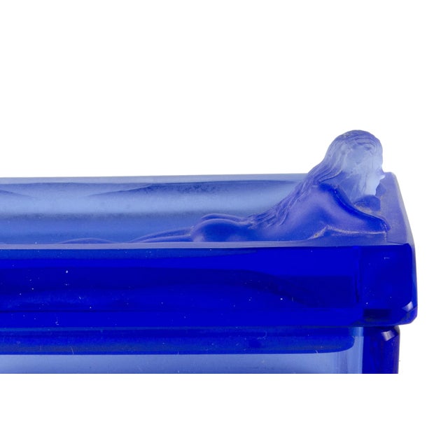1970s Bohemian Translucent Blue Glass Decorative Box With a Nymph on the Lid, Czech Republic For Sale - Image 6 of 9