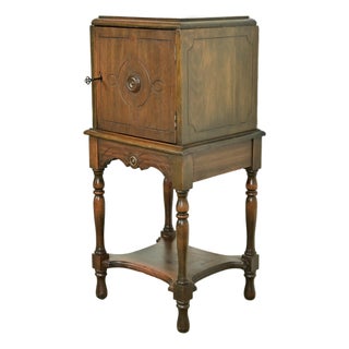 Berkey & Gay Style Antique English Tudor Carved Walnut Smoker's Stand, Circa 1920s For Sale