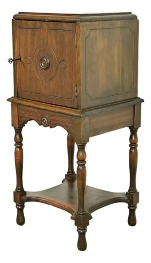 Berkey & Gay Style Antique English Tudor Carved Walnut Smoker's Stand, Circa 1920s
