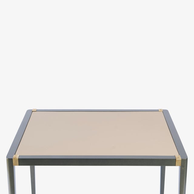 Accent Side Card Table in Green Metallic Lacquer & Leather by Theodore Alexander For Sale - Image 9 of 12