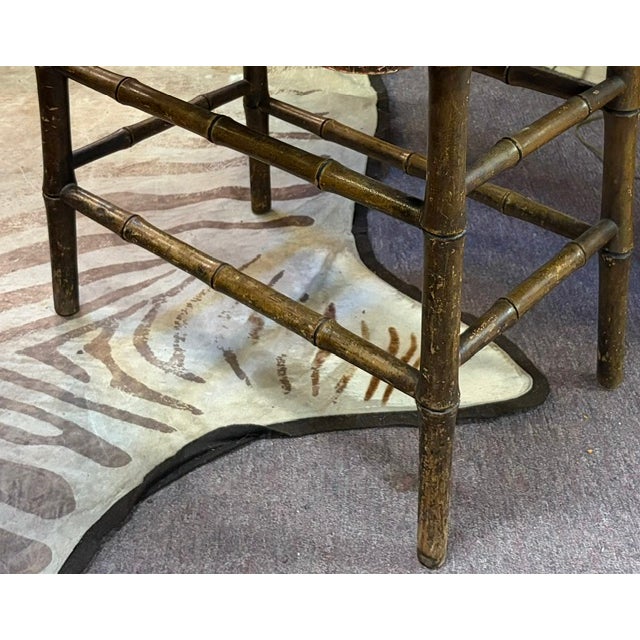 Red Early Mid Century Chinese Wood Table With Bamboo Wood Base For Sale - Image 8 of 14