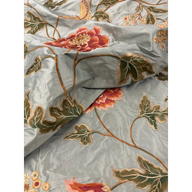 Textile Colefax & Fowler "Oriental Poppy" Silk Embroidered Fabric - 5 Yard Piece For Sale - Image 7 of 9