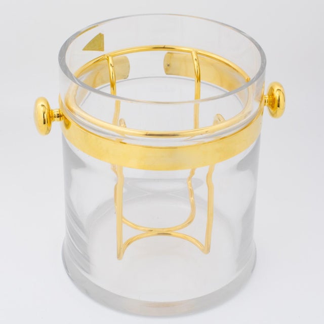 Guzzini Crystal and Gold Plate Barware Champagne Ice Bucket Cooler, circa 1970 For Sale - Image 9 of 15