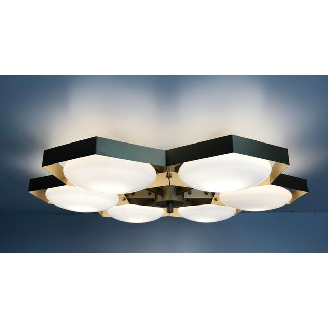 21st Century Hive Satin Brass Glossy White Murano Flush Mount by Fabio LTD For Sale - Image 6 of 8