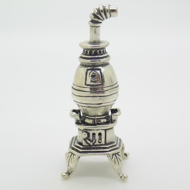 Vintage Italian Silver Woodstove Dollhouse Miniature, Tuscany, 1980s For Sale - Image 11 of 11