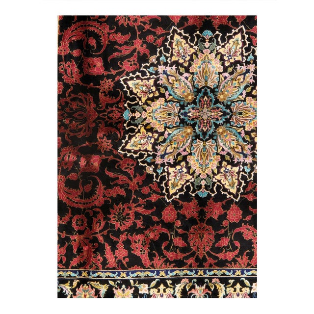 Persian Qum Design Viscose on a cotton foundation with a medallion This rug has a dense, soft pile, and excellent quality,...
