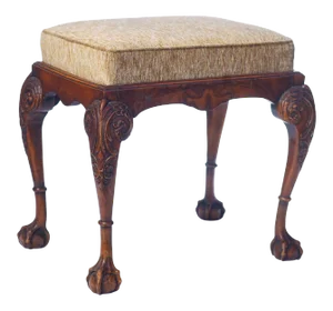19th C. English Carved Walnut Stool