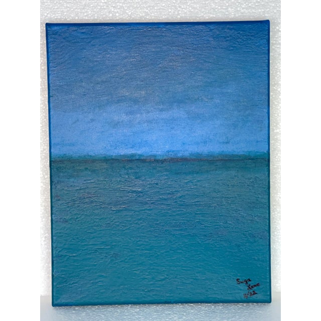 Blue Green Water Seascape Original Painting H2o #107 For Sale - Image 12 of 12