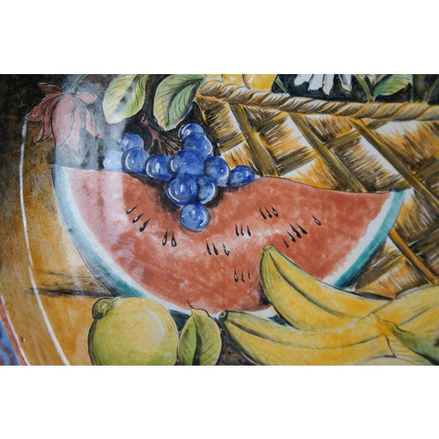 Ceramic Vintage Mayolica Santa Rosa Mexican Fruit Flowers Still Life Stoneware Charger Plate For Sale - Image 7 of 10