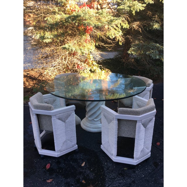 1970’s Column Pedestal Glass Top Dining Set - 5 Pieces For Sale - Image 11 of 11