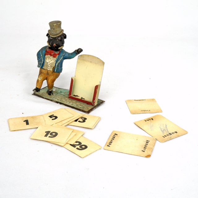 Traditional Vienna Cold-Painted Nodding Head Perpetual Calendar Pug Circa 1900 For Sale - Image 3 of 9